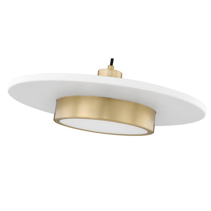 Z-Lite 1 Light Pendant, Matte White + Modern Gold
