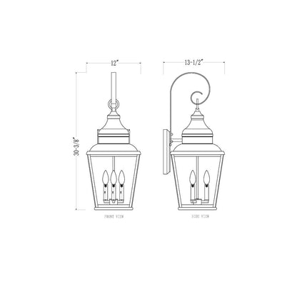Z-Lite 3 Light Outdoor Wall Light, Sand Black