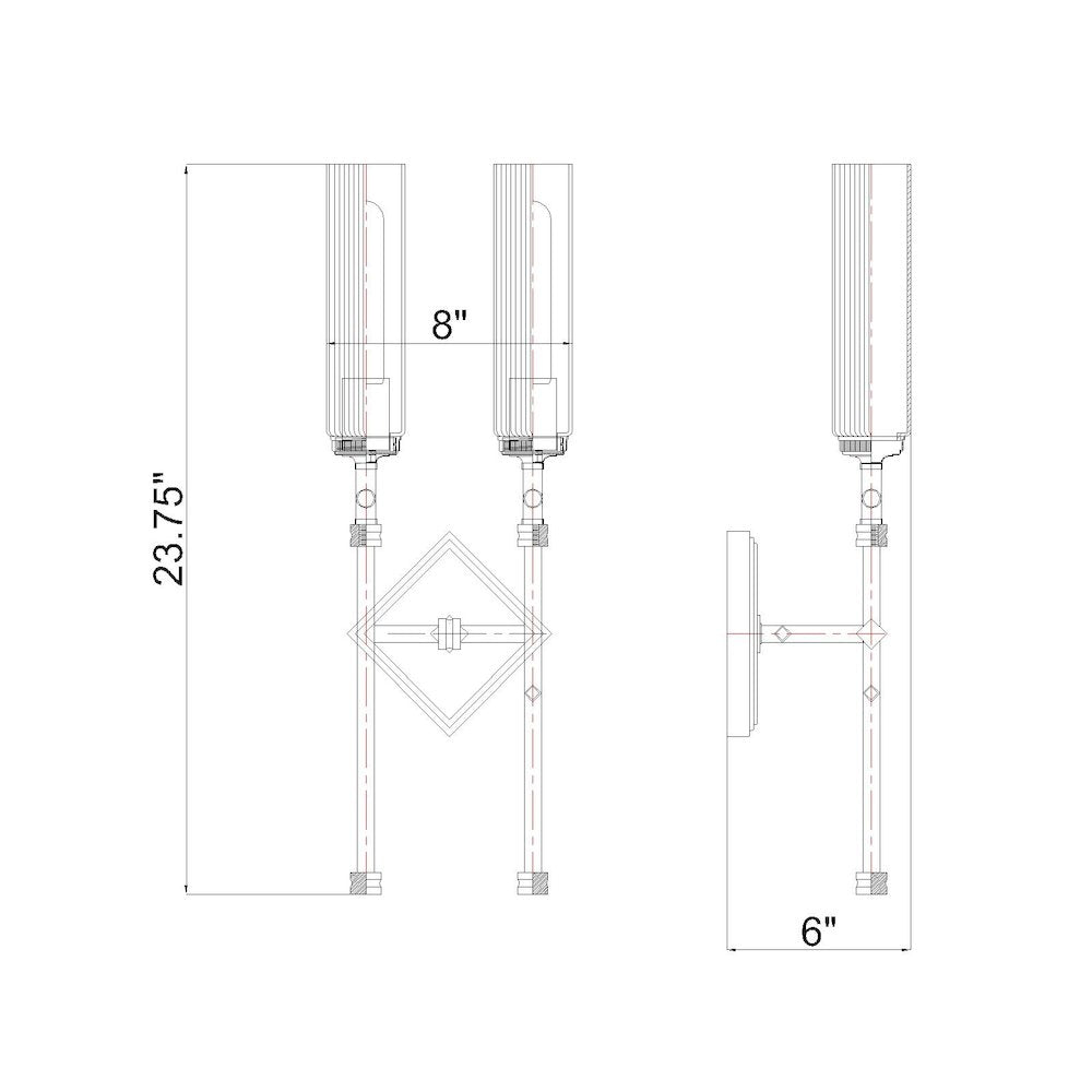 Z-Lite 2 Light Wall Sconce, Brushed Nickel
