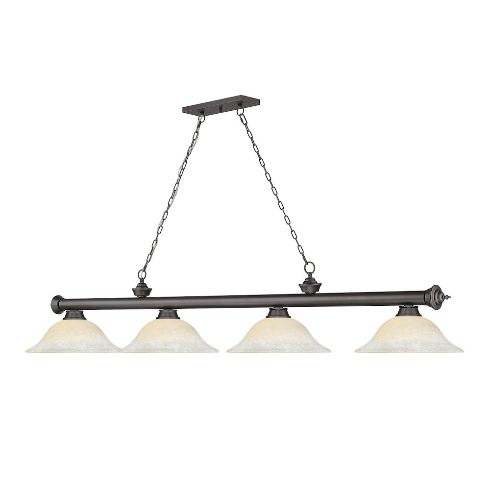 Z-Lite Cordon 4 Light Billiard, Steel Frame, White Mottle Shade Color