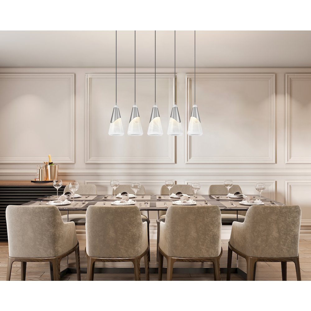 Z-Lite Aimie 5 Light Linear Chandelier, Brushed Nickel