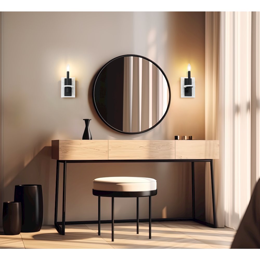 Z-Lite Kaden 1 Light Wall Sconce in Matte Black color, Steel frame