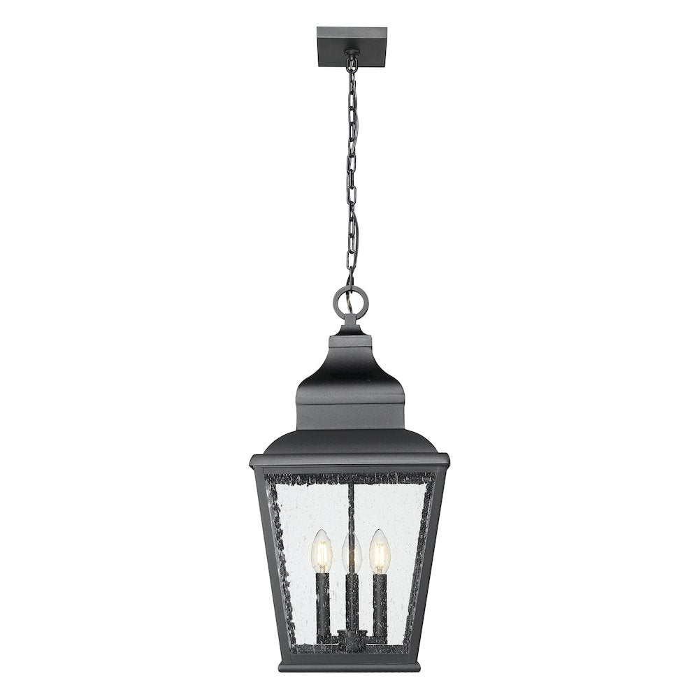 Z-Lite 3 Light Outdoor Chain Mount Ceiling Fixture, Sand Black