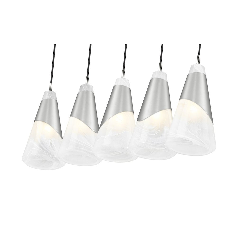 Z-Lite Aimie 5 Light Linear Chandelier, Brushed Nickel