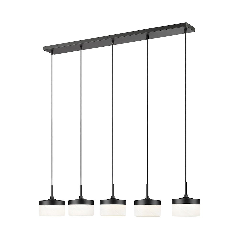 Z-Lite 5 Light Linear Chandelier, Matte Black