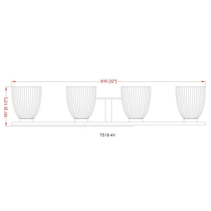 Z-Lite Naya 4 Light Vanity in Chrome color, Steel frame