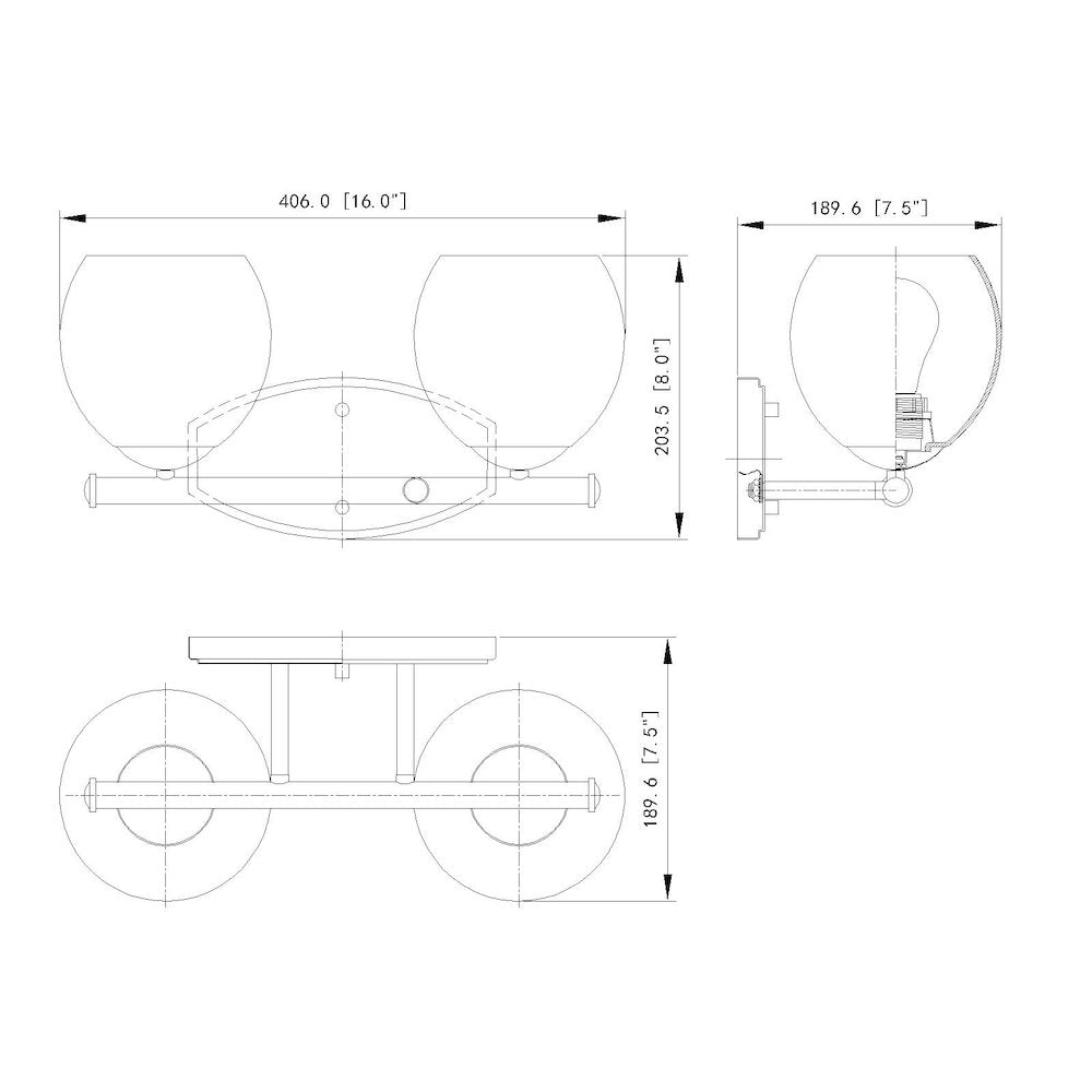 Z-Lite 2 Light Vanity, Brushed Nickel