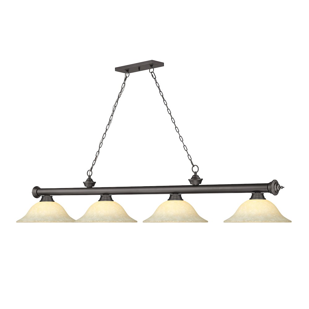Z-Lite Cordon 4 Light Billiard, Steel Frame, Golden Mottle Shade Color