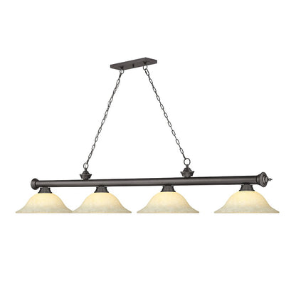 Z-Lite Cordon 4 Light Billiard, Steel Frame, Golden Mottle Shade Color