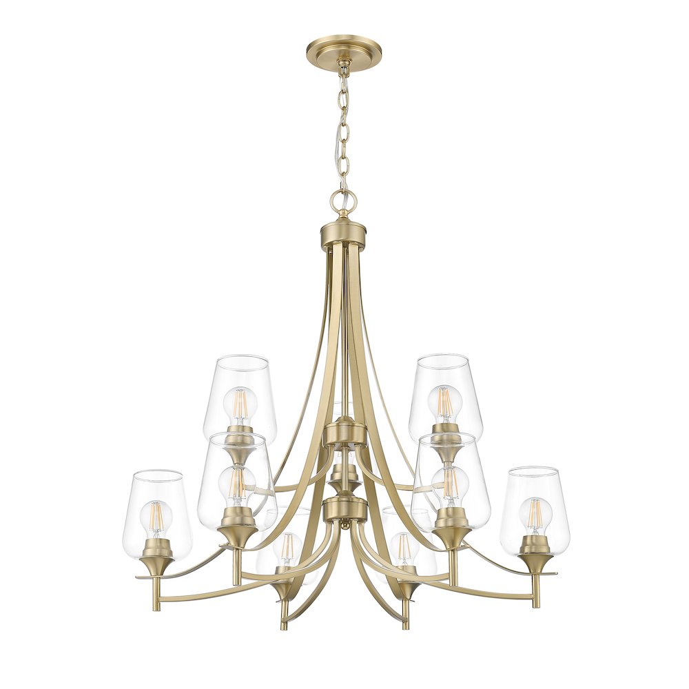 Z-Lite 9 Light Chandelier, Burnished Brass