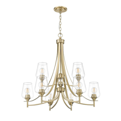 Z-Lite 9 Light Chandelier, Burnished Brass