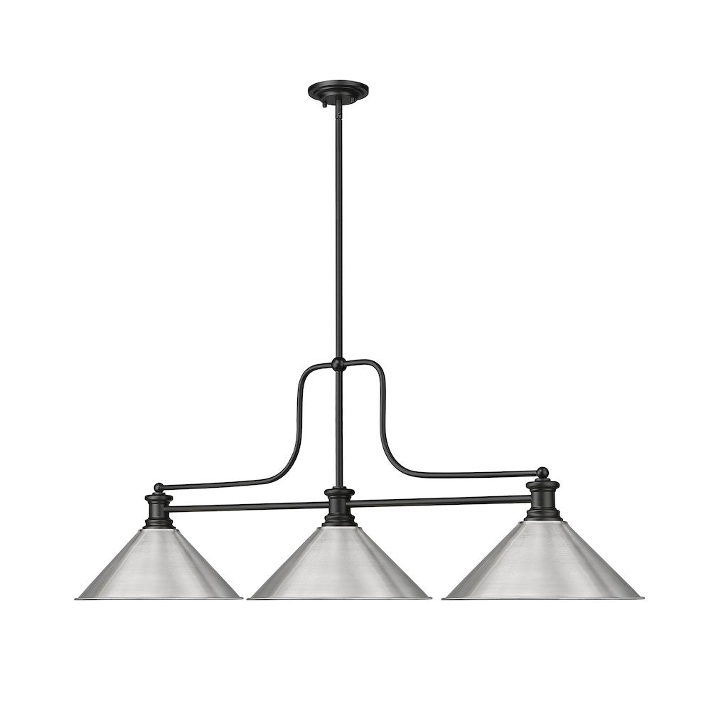 Z-Lite Melange 3 Light Billiard, Steel Frame, Brushed Nickel Shade Color
