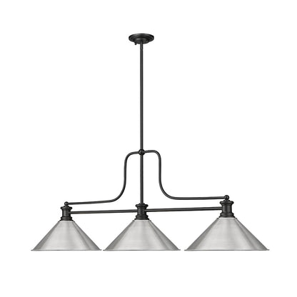 Z-Lite Melange 3 Light Billiard, Steel Frame, Brushed Nickel Shade Color