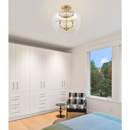Z-Lite 3 Light Semi Flush Mount, Burnished Brass