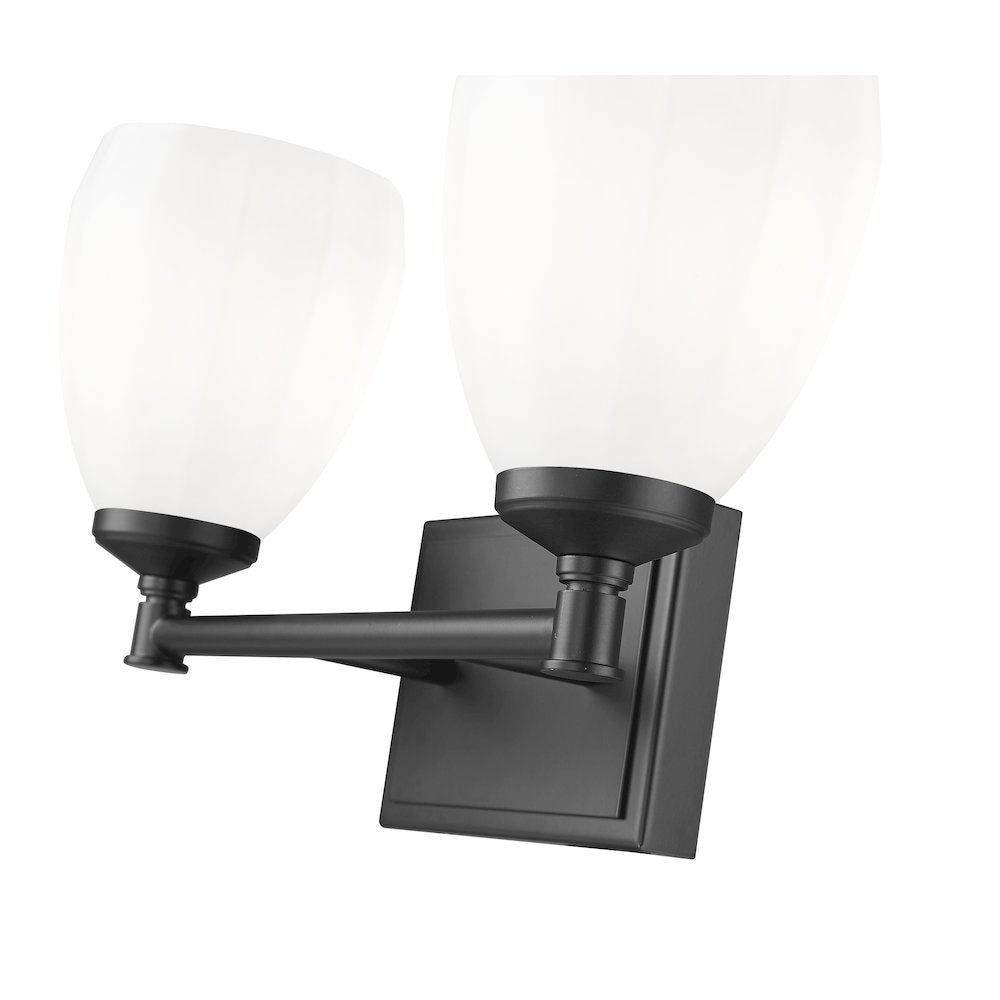 Z-Lite Oren 2 Light Vanity in Matte Black color, Steel frame