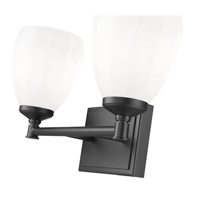 Z-Lite Oren 2 Light Vanity in Matte Black color, Steel frame