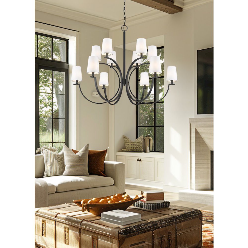 Cordelia 12 Light Matte Black Chandelier