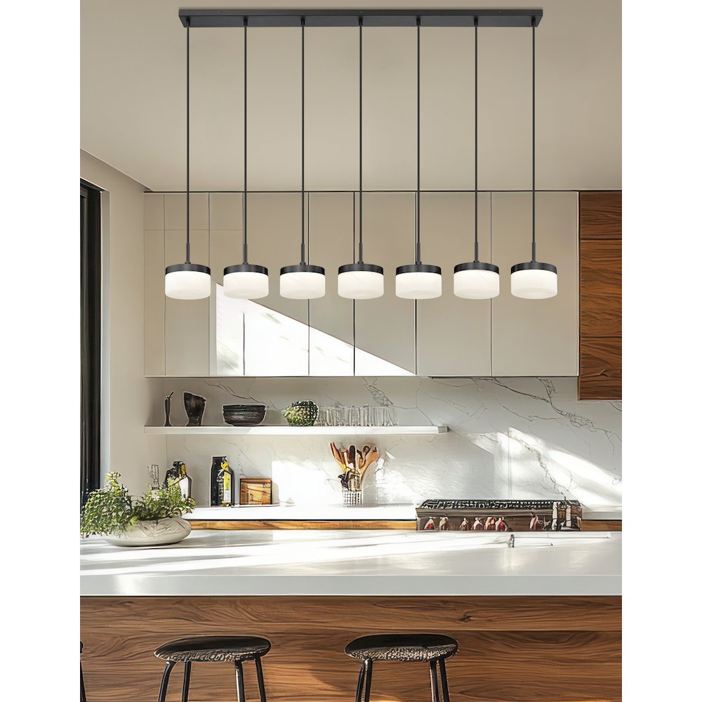 Z-Lite 7 Light Linear Chandelier, Matte Black