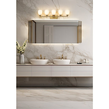 Z-Lite Oren 5 Light Vanity in Modern Gold color, Steel frame
