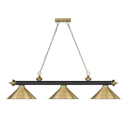 Z-Lite Cordon 3 Light Billiard, Steel Frame, Rubbed Brass Shade Color