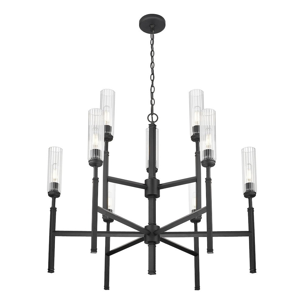 Z-Lite 9 Light Chandelier, Matte Black