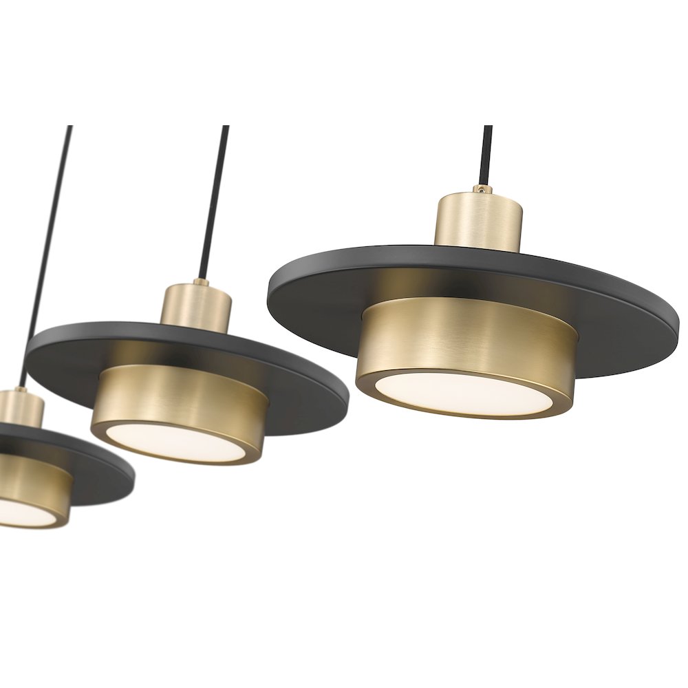 Z-Lite 3 Light Linear Chandelier, Matte Black + Modern Gold