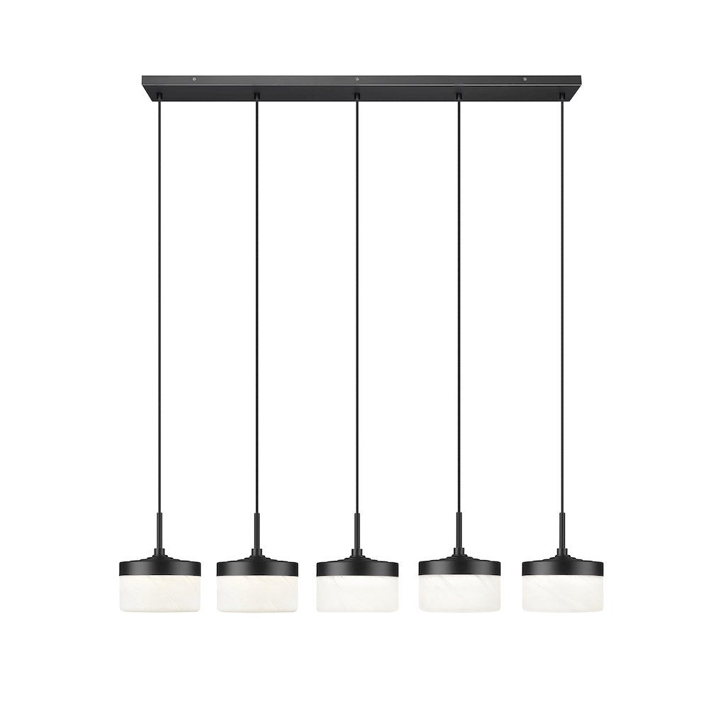 Z-Lite 5 Light Linear Chandelier, Matte Black