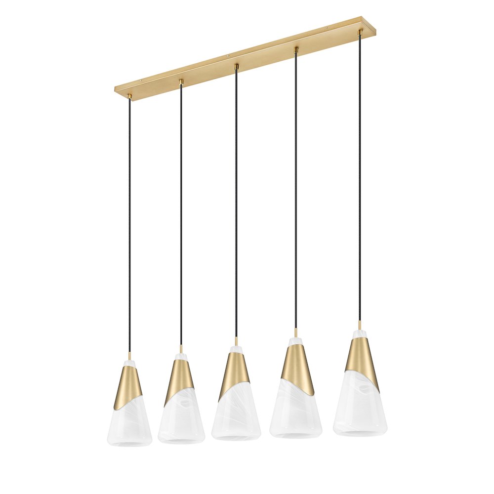 Z-Lite Aimie 5 Light Linear Chandelier, Modern Gold
