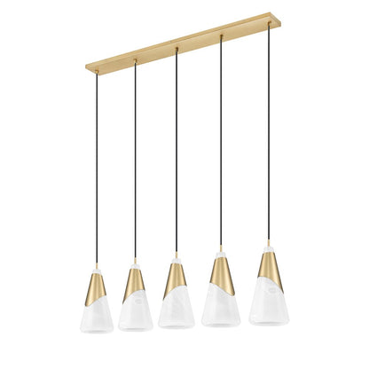 Z-Lite Aimie 5 Light Linear Chandelier, Modern Gold