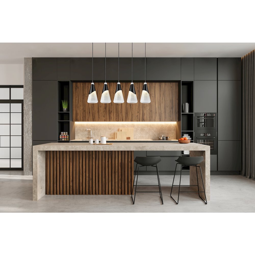 Z-Lite Aimie 5 Light Linear Chandelier, Matte Black