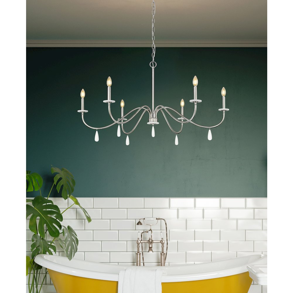 Z-Lite 6 Light Chandelier, Brushed Nickel