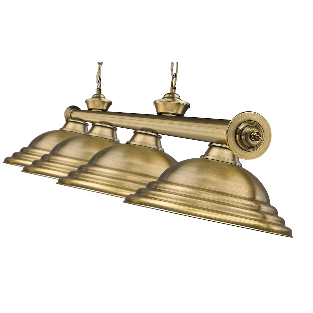 Z-Lite Cordon 4 Light Billiard, Steel Frame, Rubbed Brass Shade Color