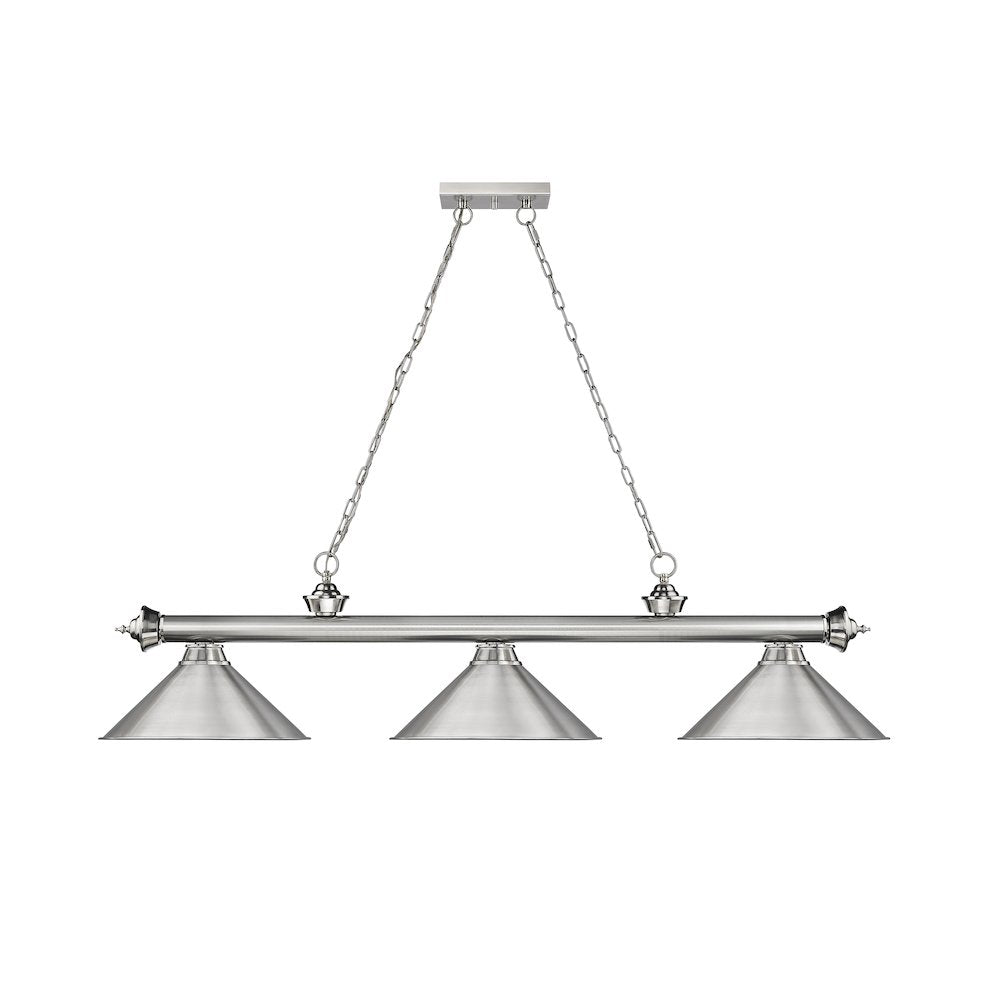 Z-Lite Cordon 3 Light Billiard, Steel Frame, Brushed Nickel Shade Color