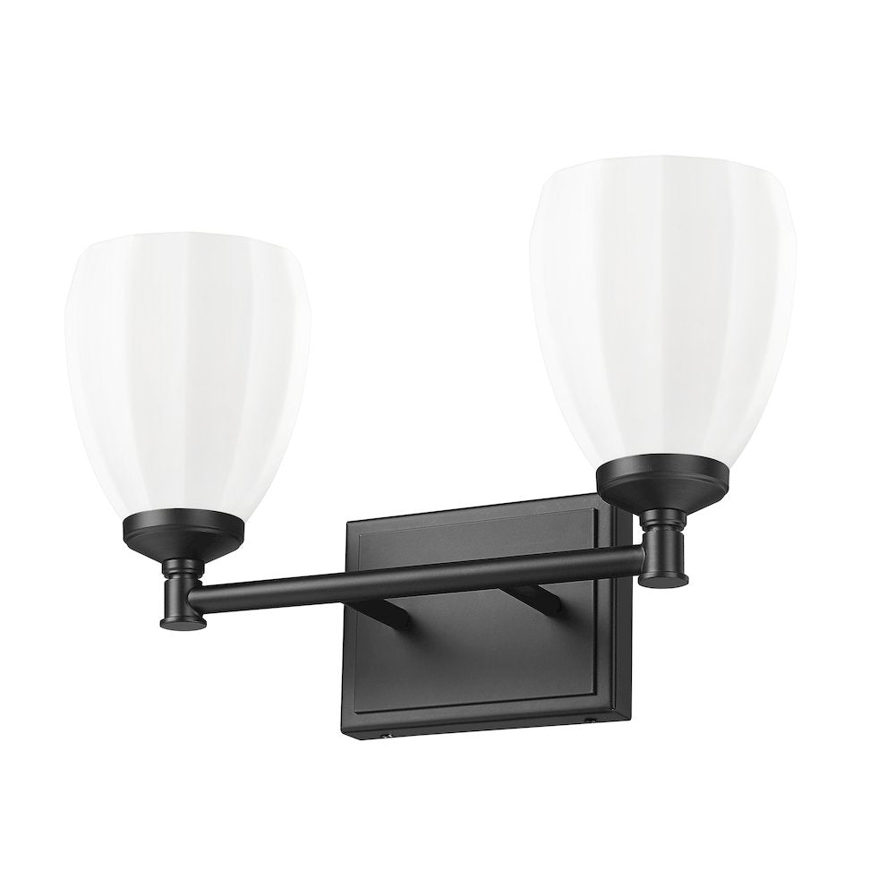 Z-Lite Oren 2 Light Vanity in Matte Black color, Steel frame