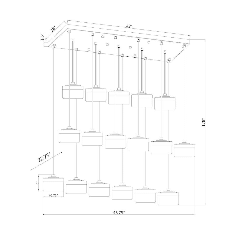 Z-Lite 17 Light Linear Chandelier, Matte Black