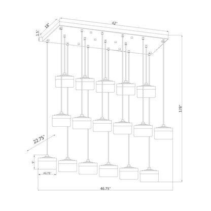 Z-Lite 17 Light Linear Chandelier, Matte Black