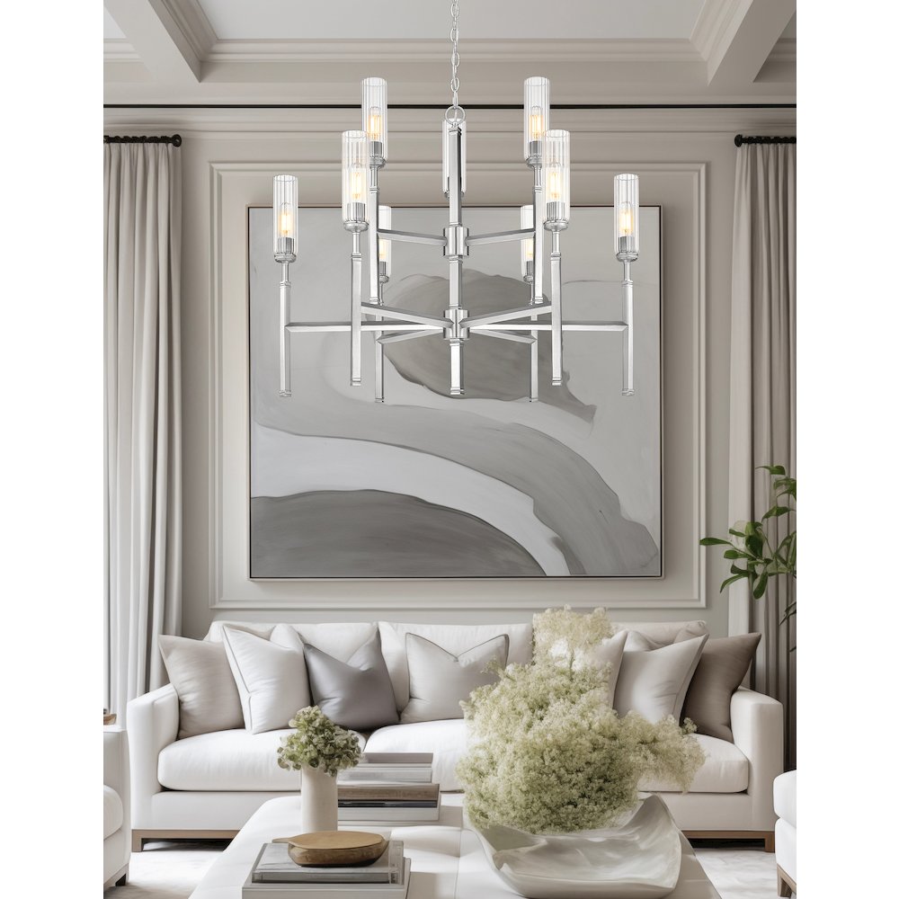 Z-Lite 9 Light Chandelier, Brushed Nickel