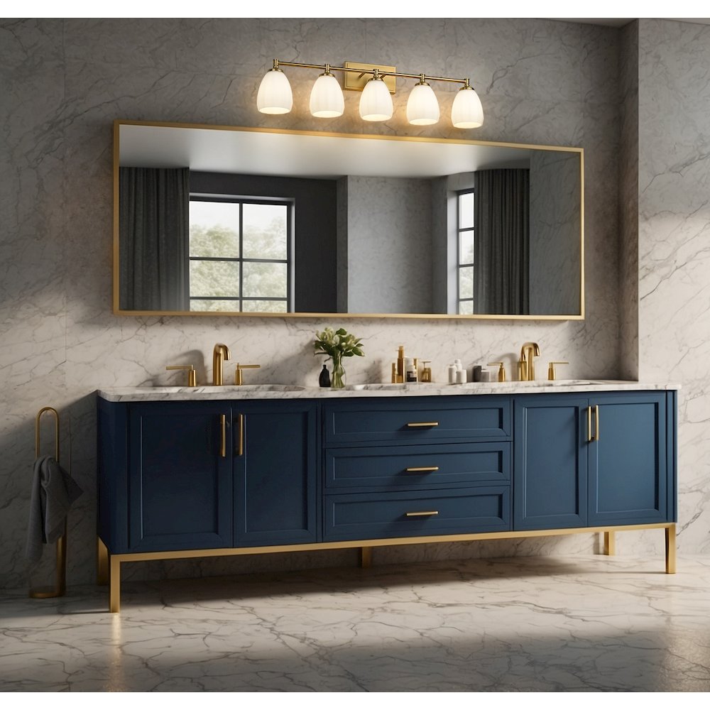 Z-Lite Oren 5 Light Vanity in Modern Gold color, Steel frame