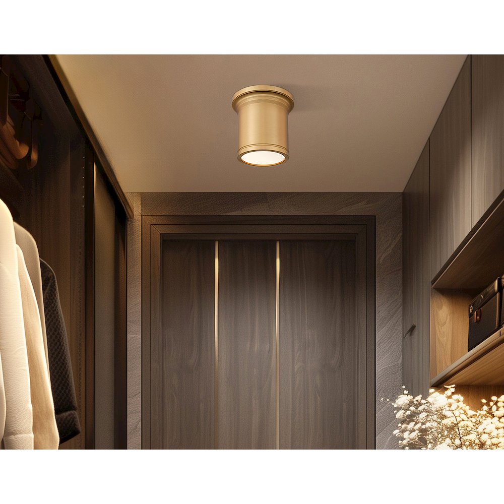 Z-Lite 1 Light Flush Mount, Modern Gold