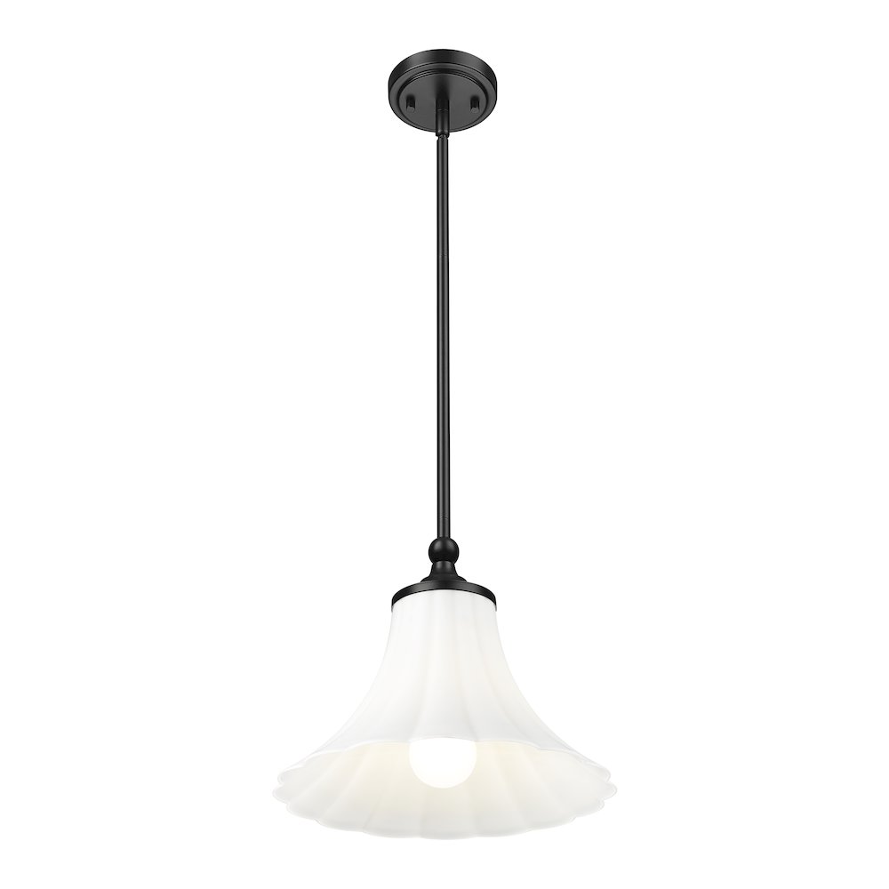 Z-Lite 1 Light Pendant, Matte Black