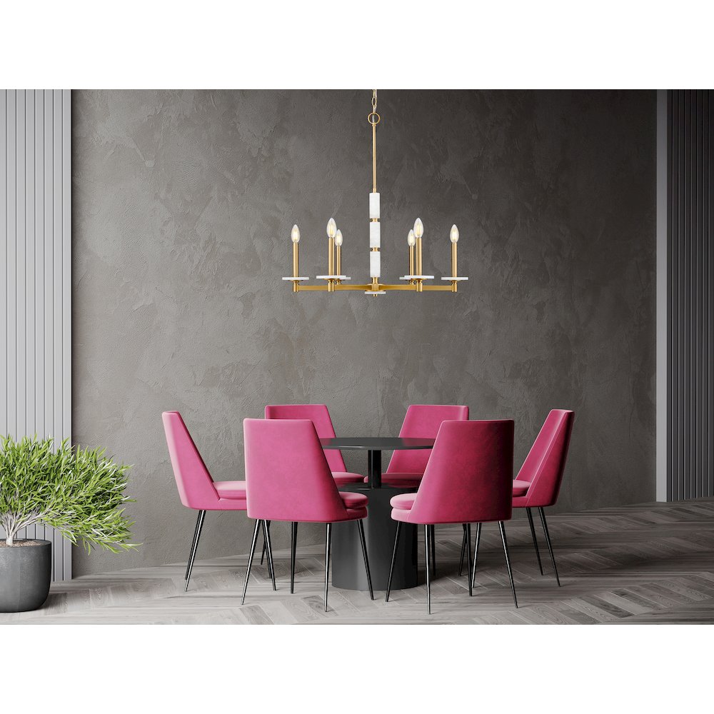 Z-Lite Kaden 6 Light Chandelier in Modern Gold color, Steel frame