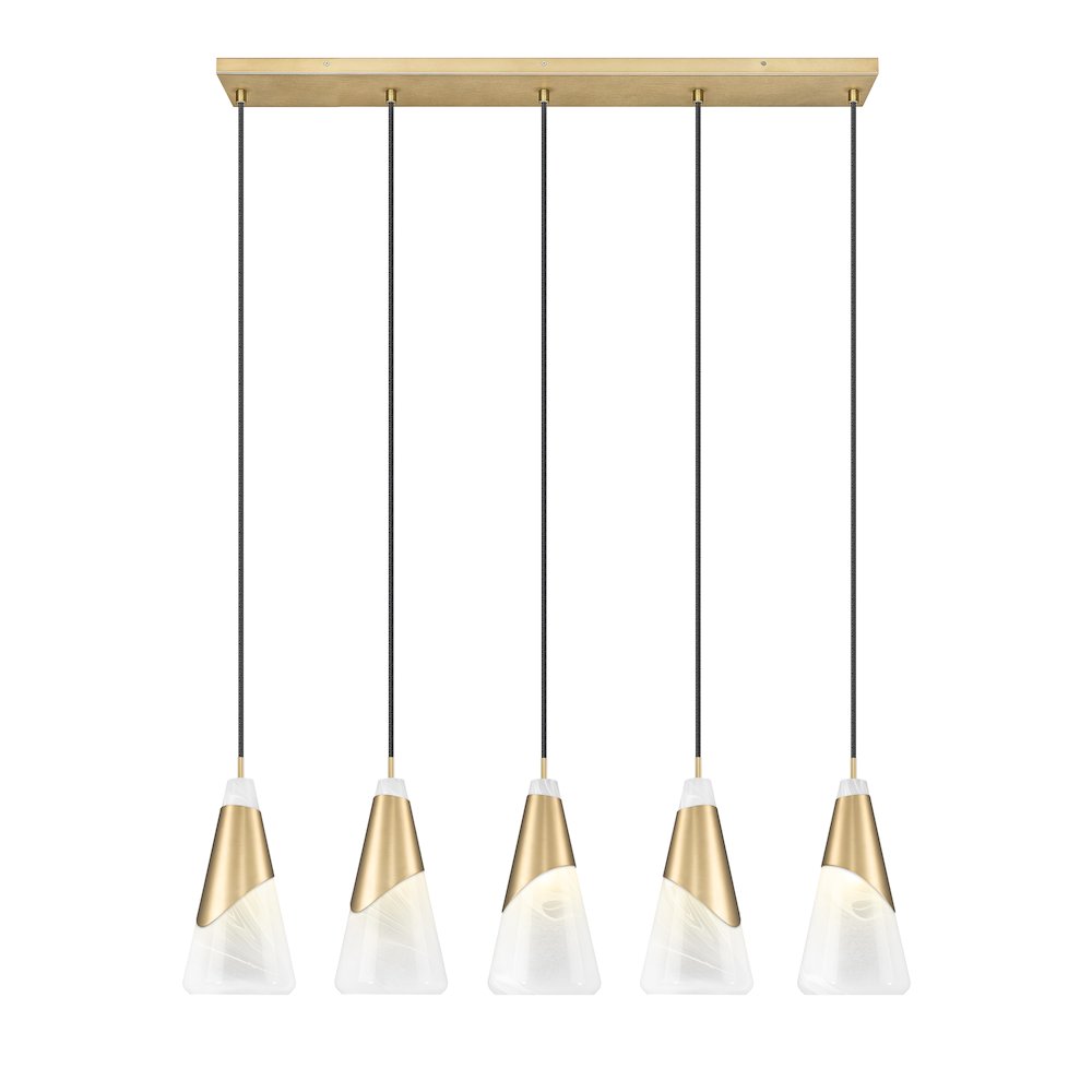 Z-Lite Aimie 5 Light Linear Chandelier, Modern Gold