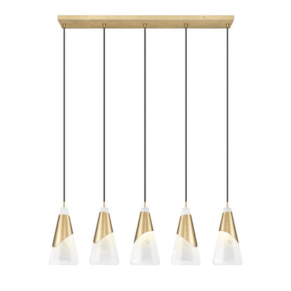 Z-Lite Aimie 5 Light Linear Chandelier, Modern Gold
