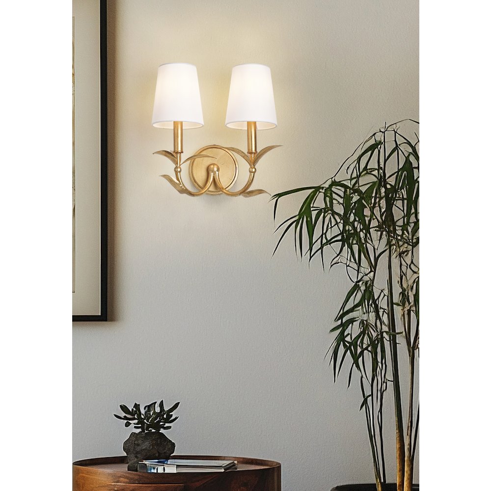 Z-Lite 2 Light Wall Sconce, Gold Leaf