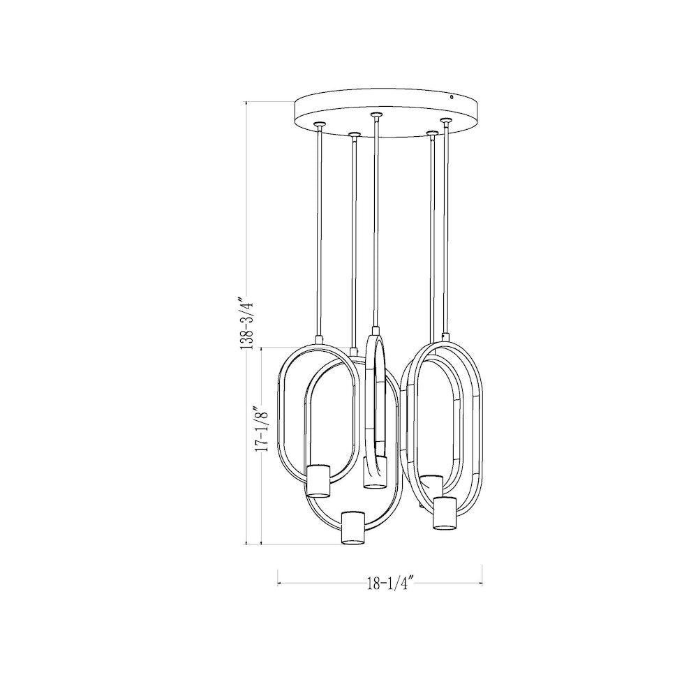 Z-Lite 5 Light Chandelier, Matte Black