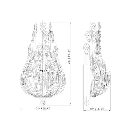 Z-Lite 2 Light Wall Sconce, Brushed Nickel
