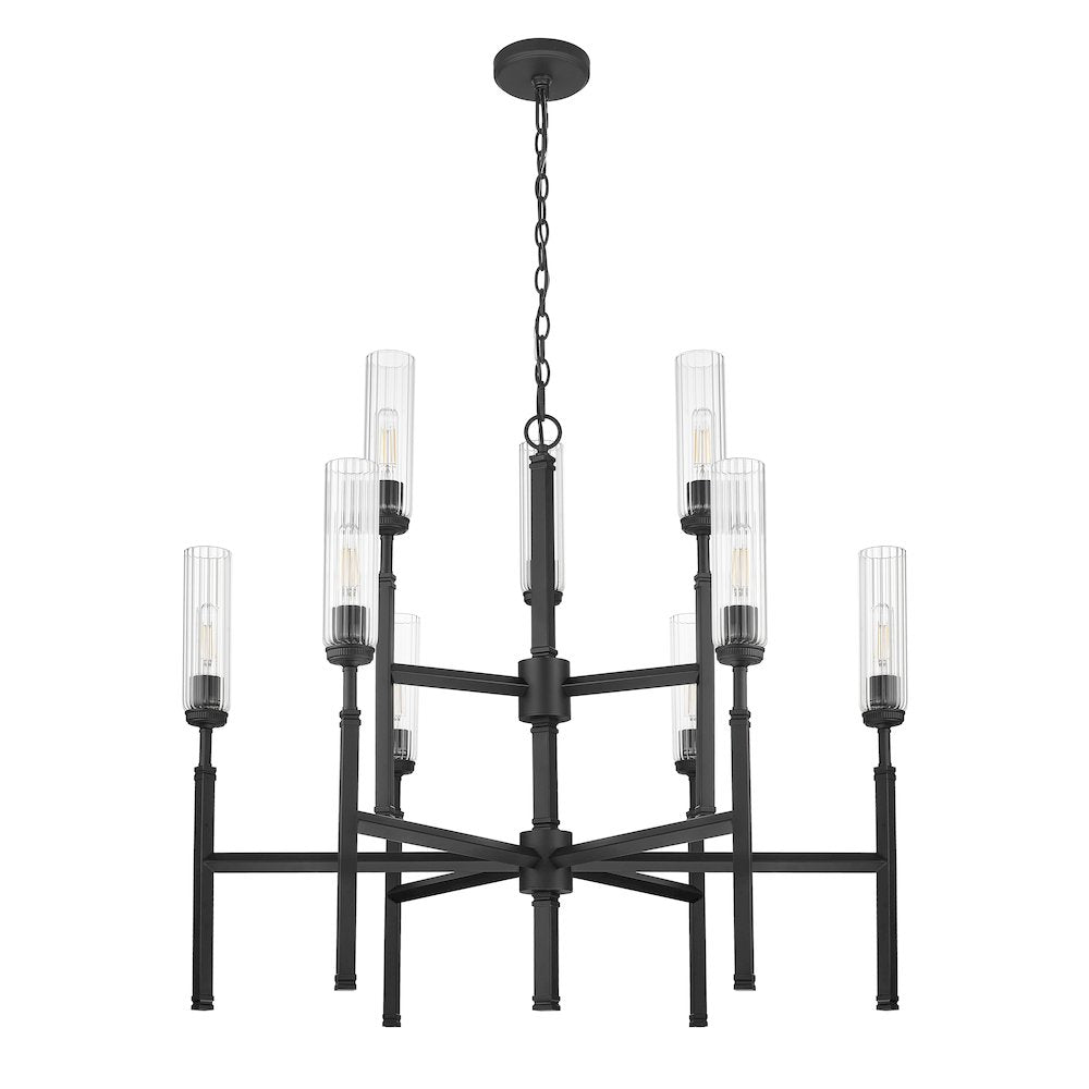 Z-Lite 9 Light Chandelier, Matte Black