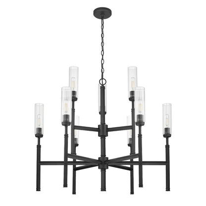 Z-Lite 9 Light Chandelier, Matte Black
