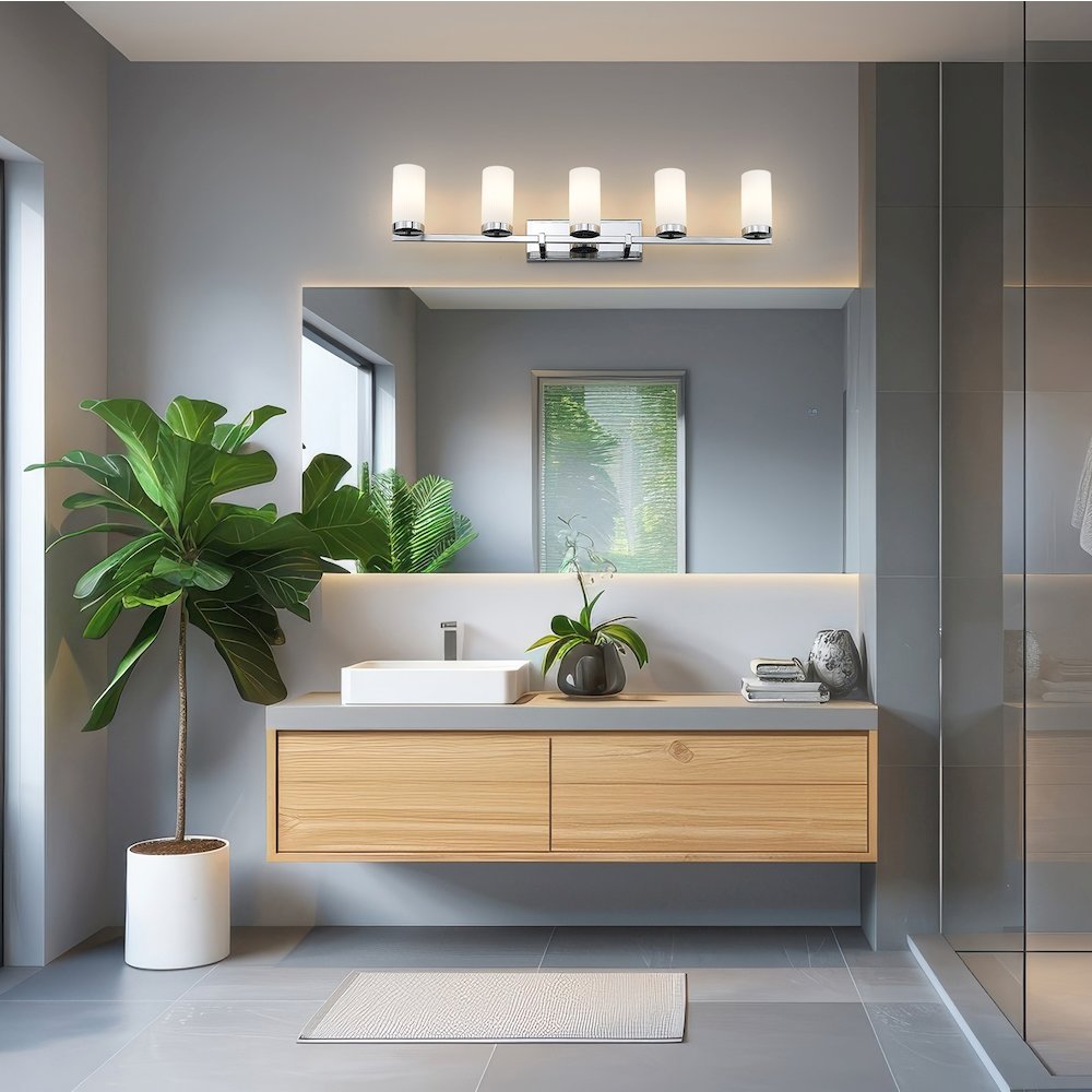 Z-Lite Danica 5 Light Vanity in Chrome color, Steel frame