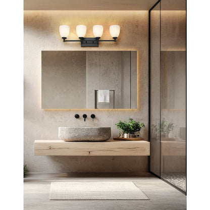 Z-Lite Oren 4 Light Vanity in Matte Black color, Steel frame